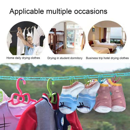 5 Pcs Clothesline with Portable Travel Heavy Duty Anti-slip Windproof